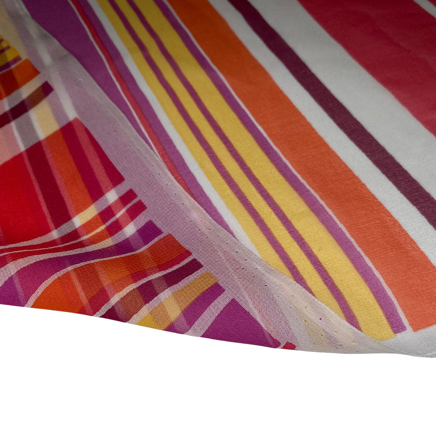 Striped Silk Chiffon - 44” - Purple/Yellow/Orange
