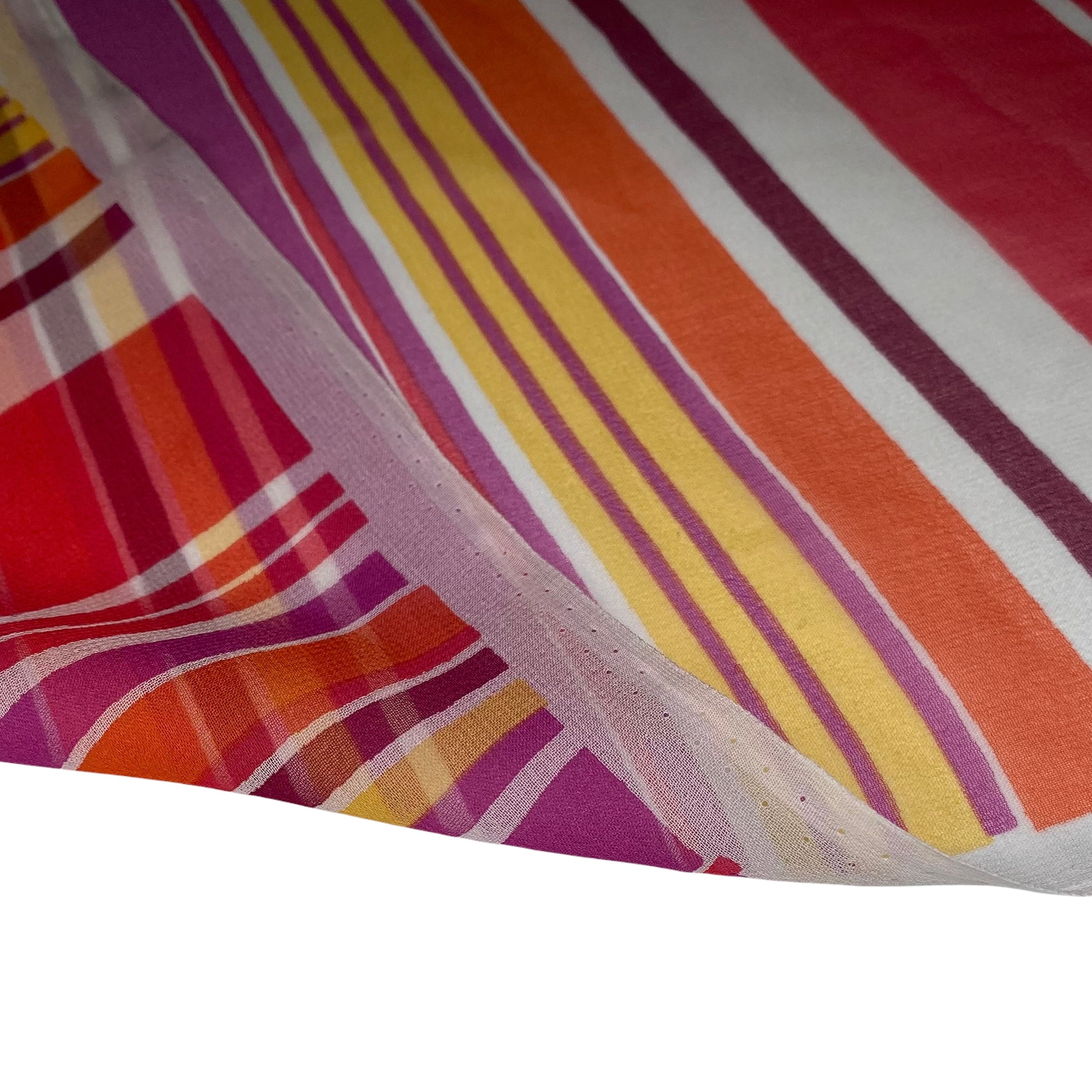Striped Silk Chiffon - 44” - Purple/Yellow/Orange