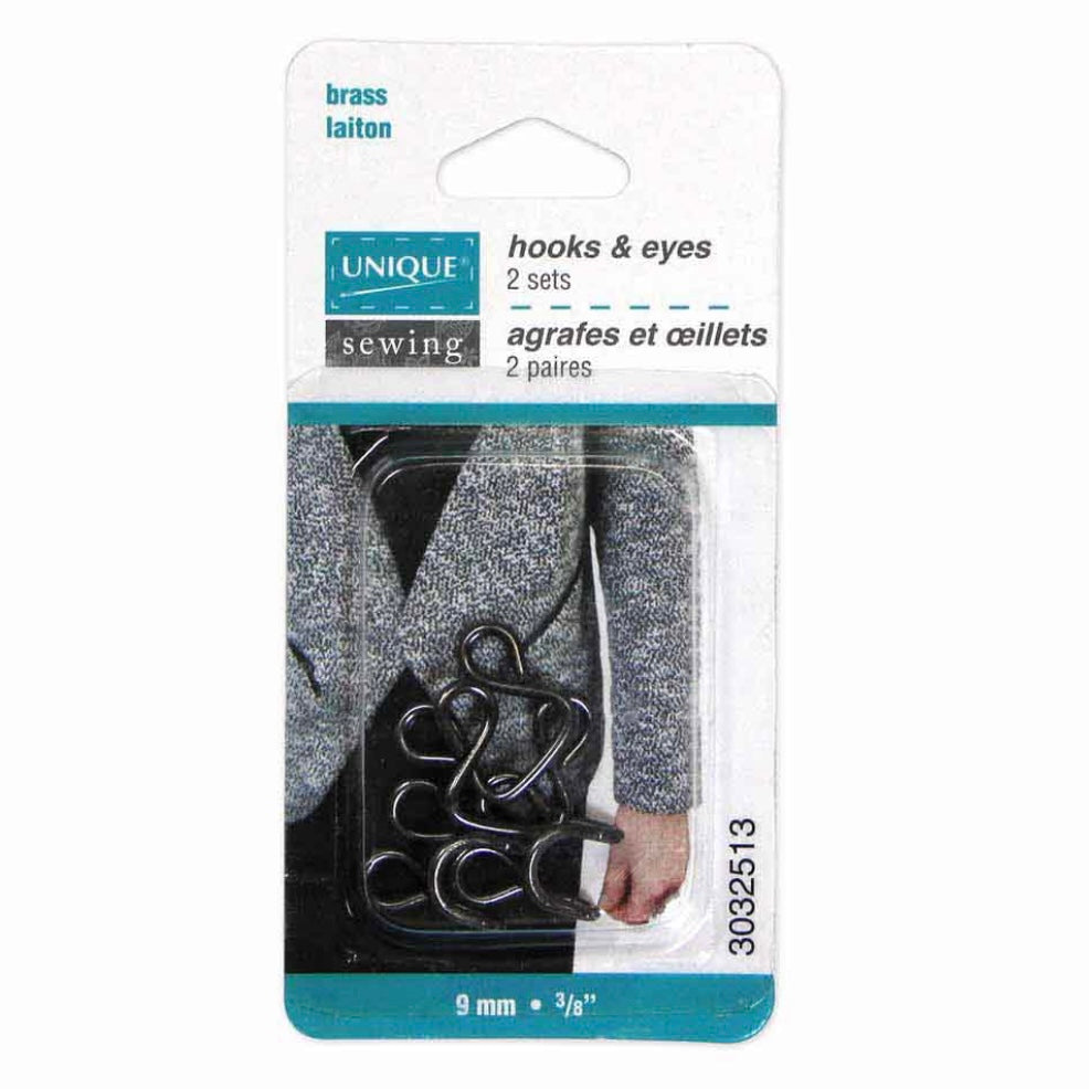 Hooks & Eyes - Antique Gold - 9mm - 2 Sets