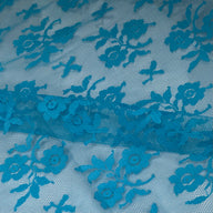 Floral Corded Lace with Scalloped Edges - Blue