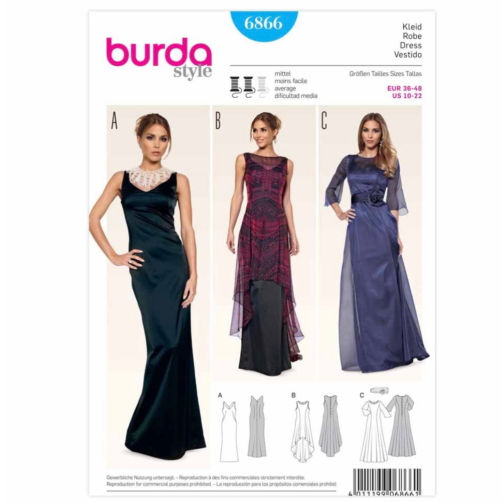 Evening Dress Sewing Pattern - Burda Style 6866