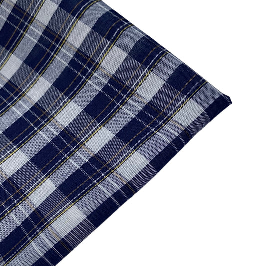 Lightweight Cotton Plaid - Remnant - Blue/White/Yellow