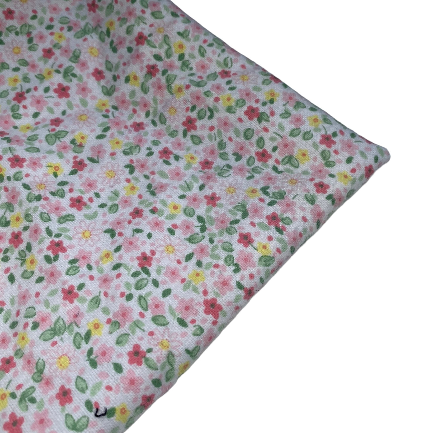 Printed Cotton Flannel - Floral - White/Pink/Yellow/Green