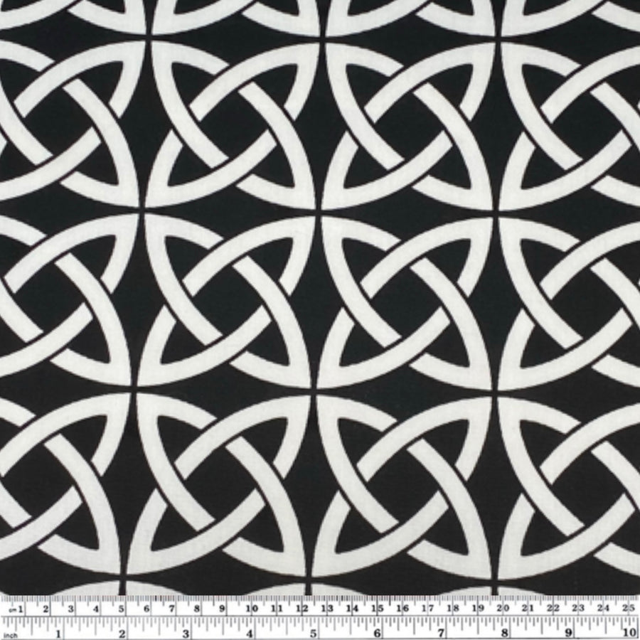 Printed Outdoor Upholstery - Celtic Knot - Black/White