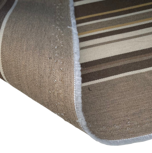Sunbrella Striped Woven Upholstery - 48” - Brown/Beige/Taupe/Gold