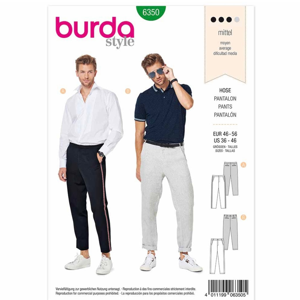 Burda Style 6350 - Men’s Pants/Trousers Sewing Pattern