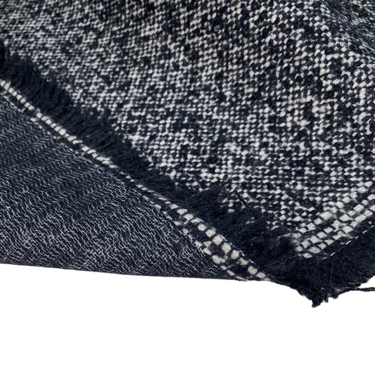 Pre-Interfaced Boucle Wool Coating - Remnant - Black/White