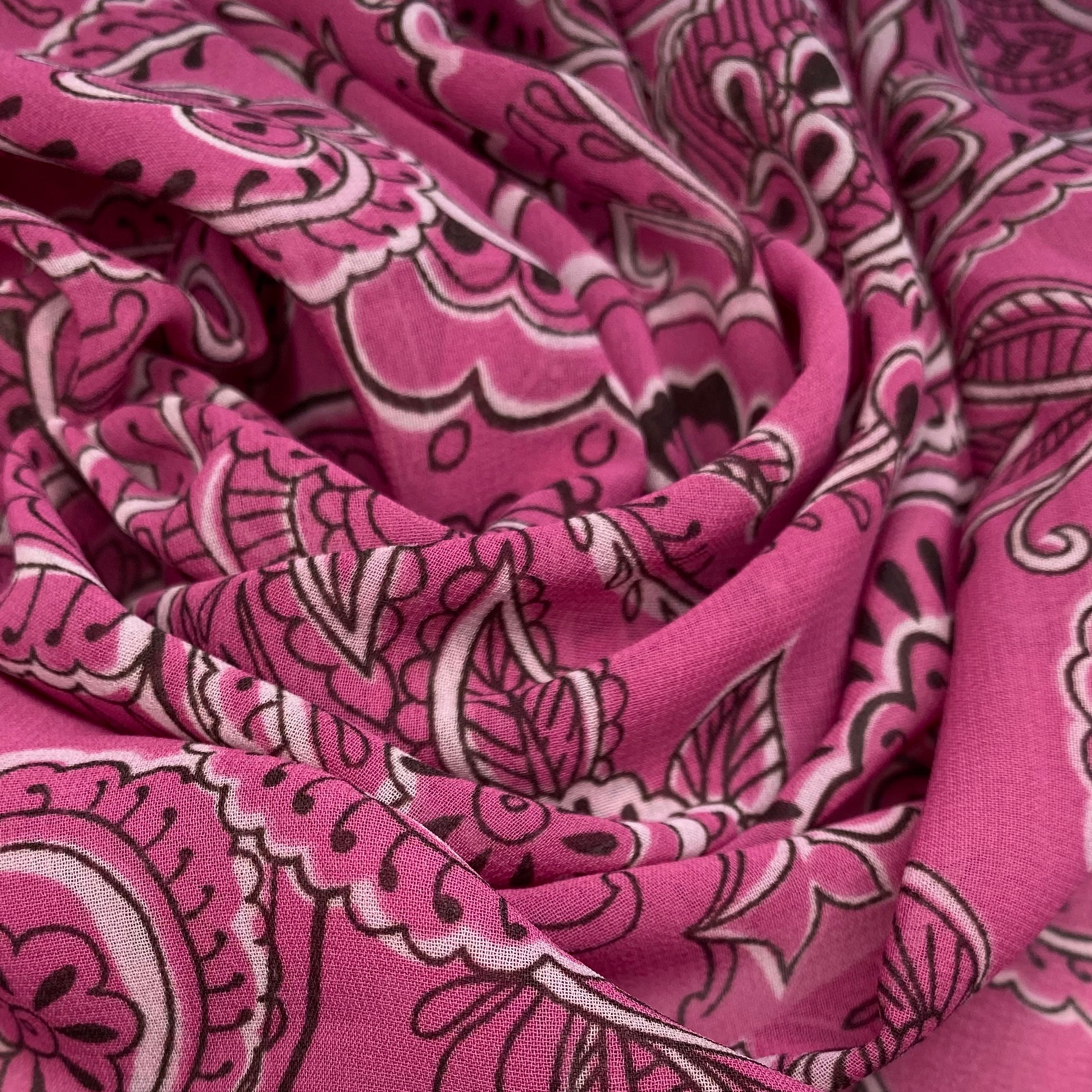 Paisley Polyester Chiffon - 60” - Pink