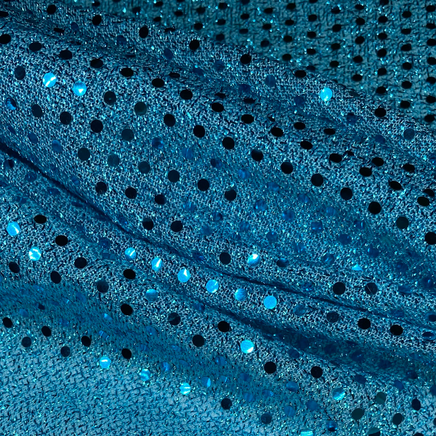 Faux Small Sequin Shiny Confetti Dot Knit - 46” - Aqua