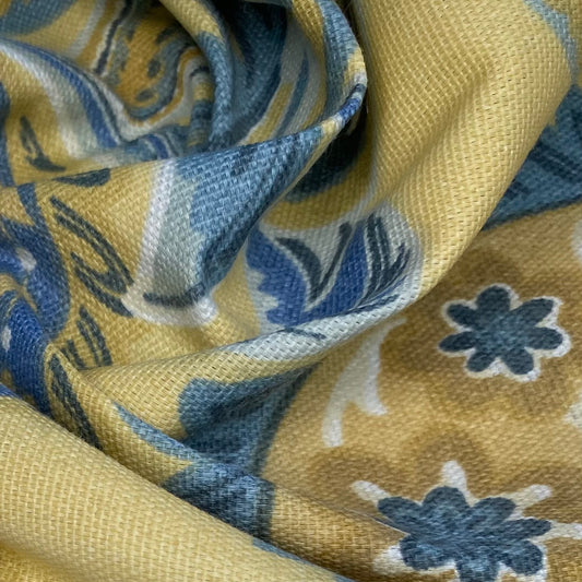 Printed Indoor/Outdoor Canvas Paisley - Yellow/Blue
