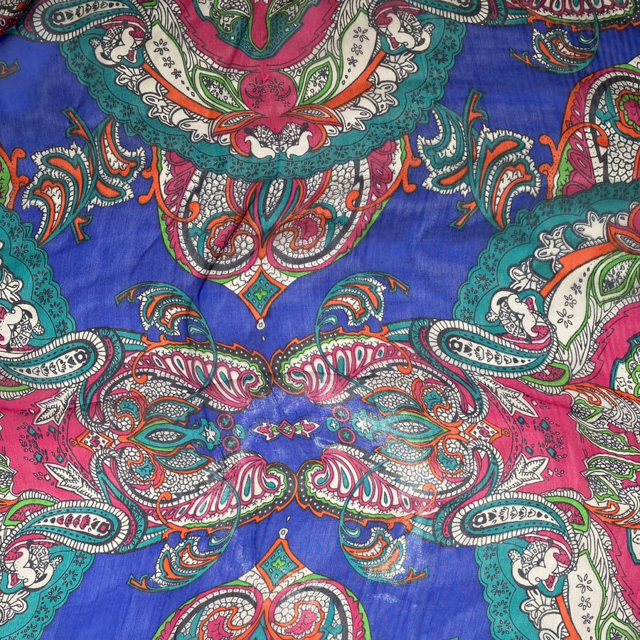 Paisley Silk Chiffon - 54” - Blue/Pink