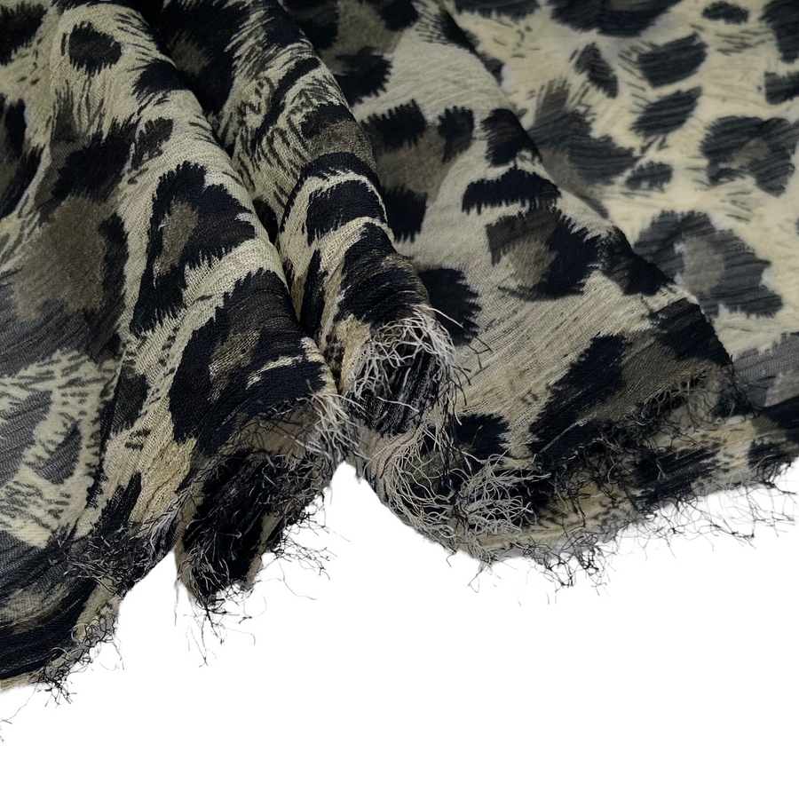 Crinkled Printed Polyester Chiffon - Cheetah