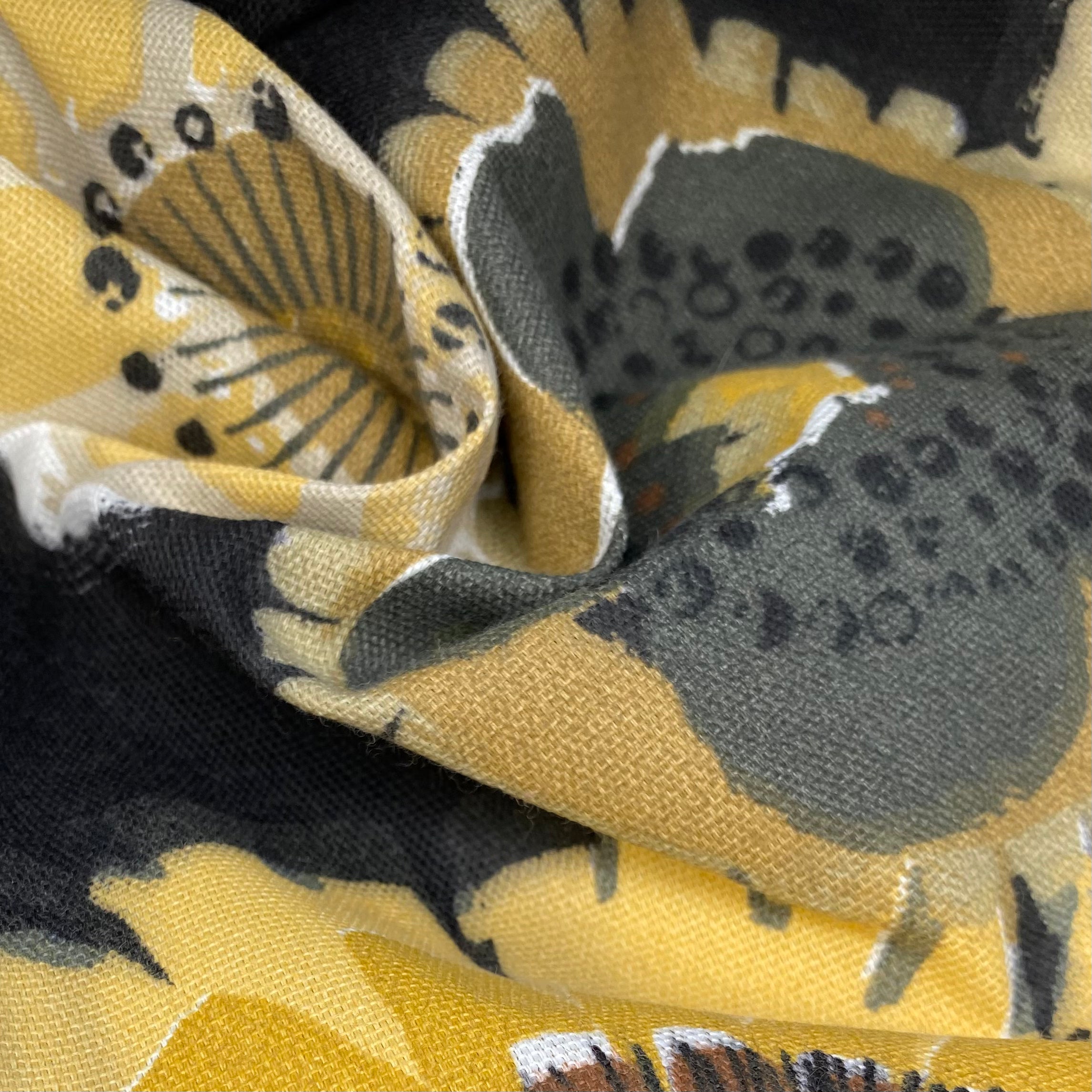 Floral Printed Indoor/Outdoor Upholstery - Black/Yellow