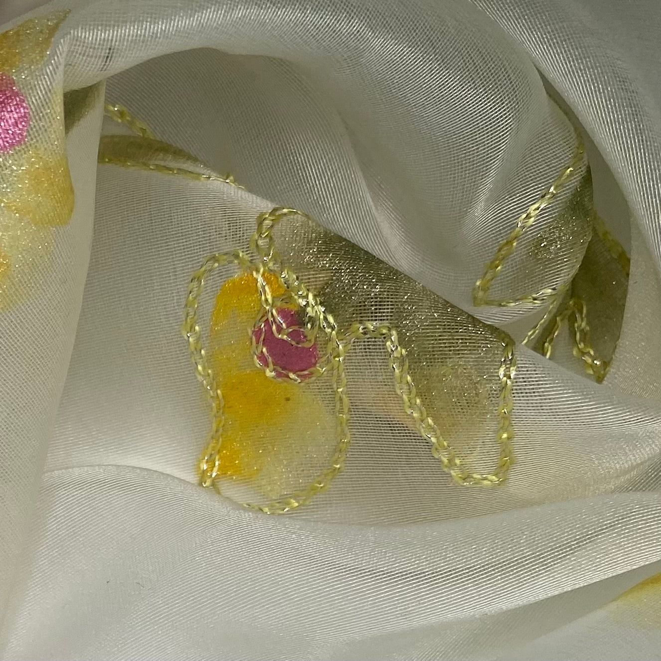 Embroidered Silk Organza - Yellow