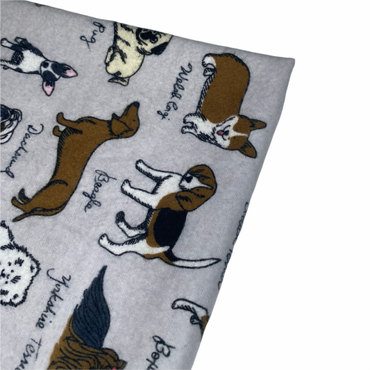 Printed Cotton Flannel - Dogs - Remnant - Grey