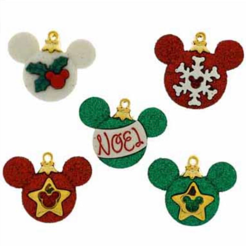 Novelty Buttons - Mickey Ornaments - 5pcs