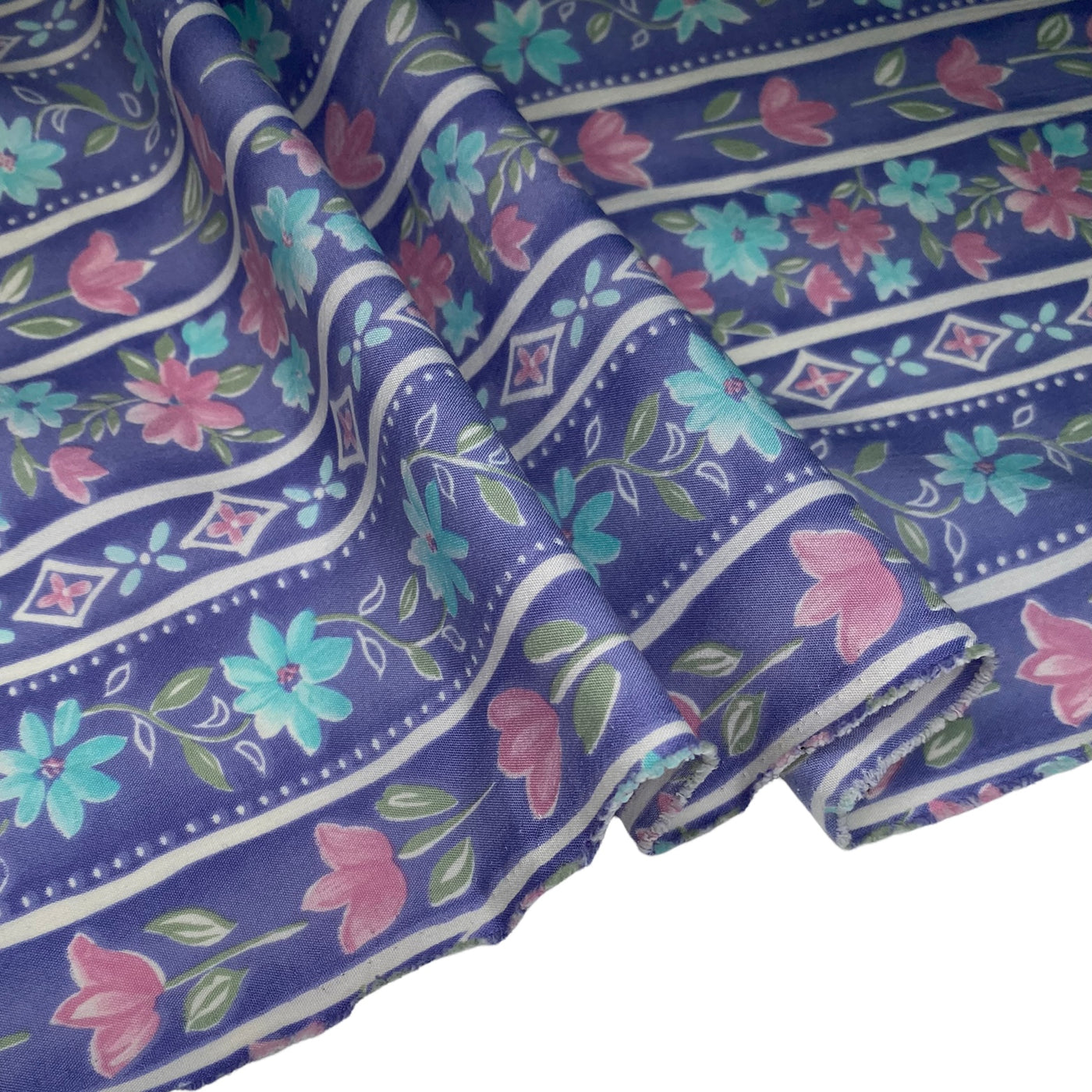 Floral Striped Printed Polyester - 44” - Purple