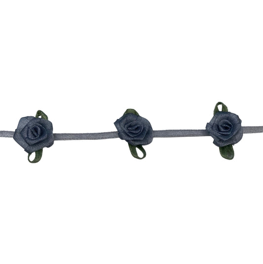 Rosette Satin Ribbon Trim - Remnant - Grey/Green