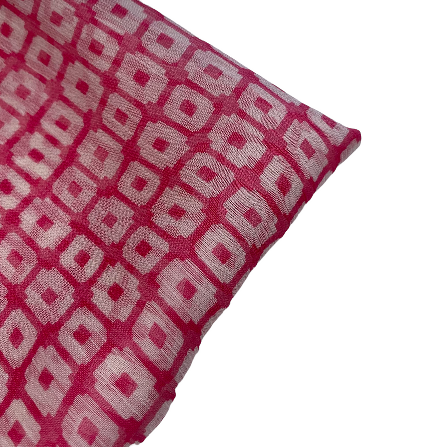 Crinkled Printed Polyester Chiffon - Pink/White