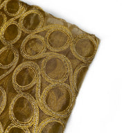 Embroidered Silk Organza - Circles - Gold