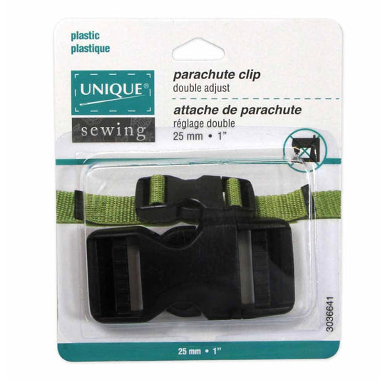 Double Adjust Parachute Buckle - Plastic - 25mm (1″) - Black