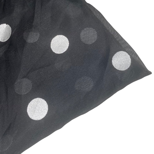 Metallic Polka Dot Polyester Organza - 60” - Black/Silver