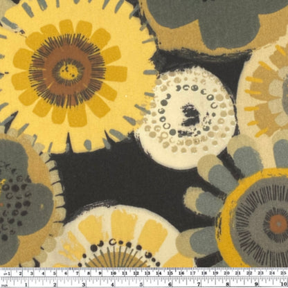 Floral Indoor/Outdoor Upholstery - 56” - Black/Yellow