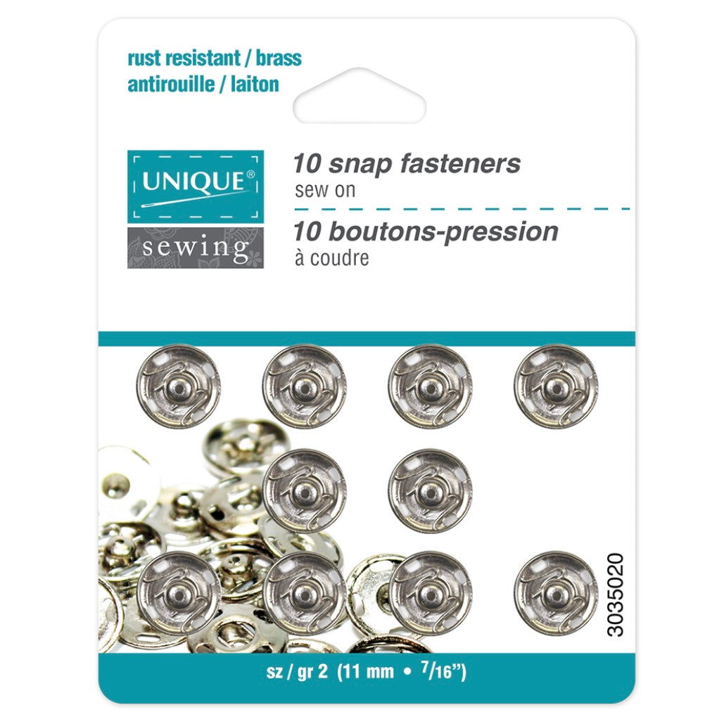 Sew On Snap Fasteners - 7mm (5/16″) - 12  sets - Black
