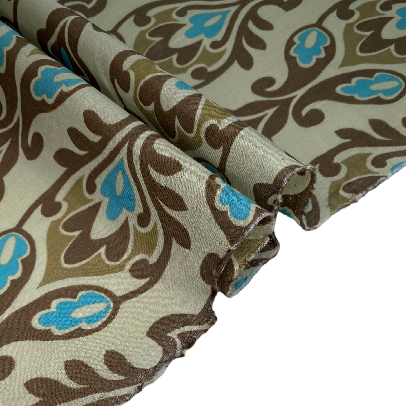 Printed Cotton Voile - Beige/Brown/Blue