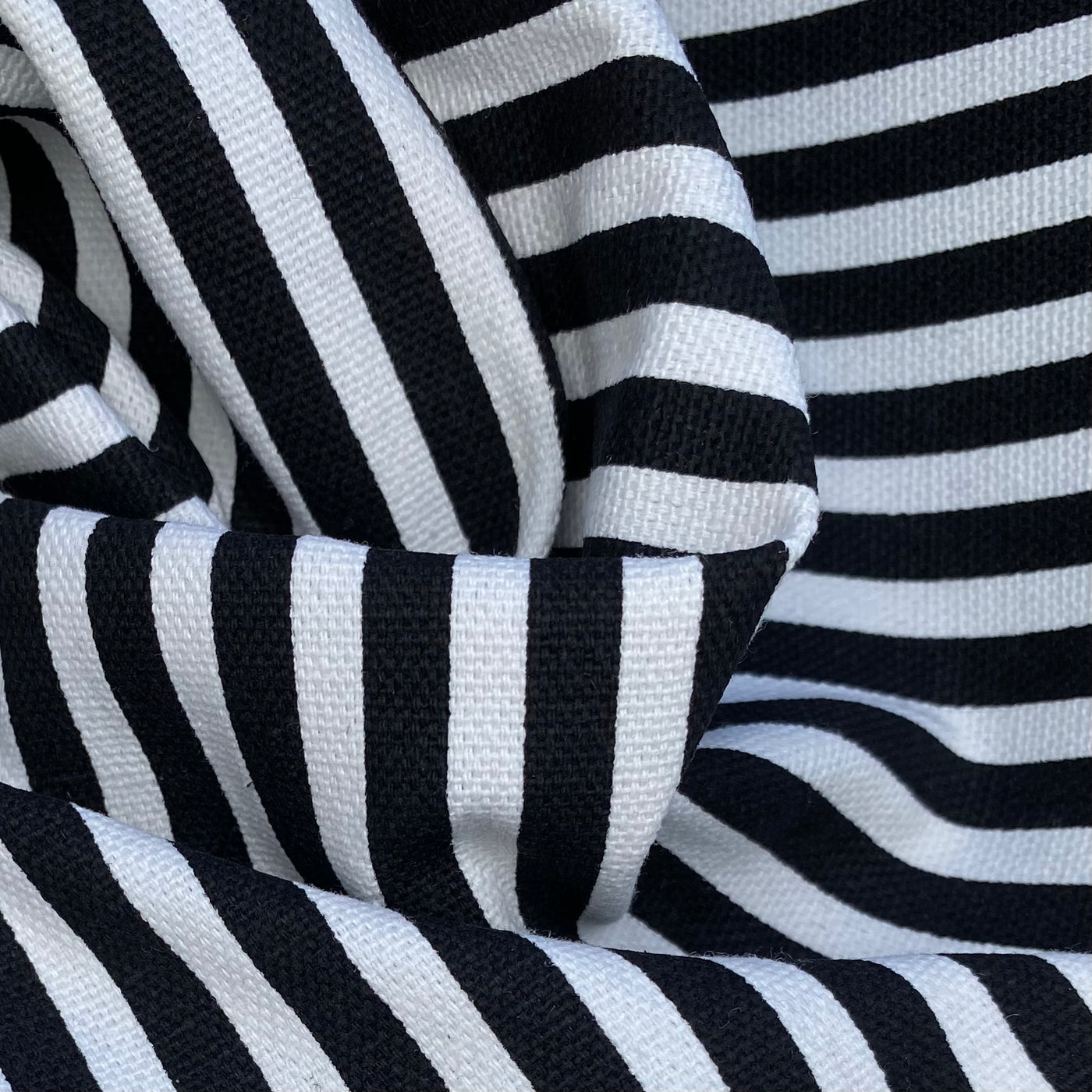 Printed Cotton Canvas Striped - Black/White