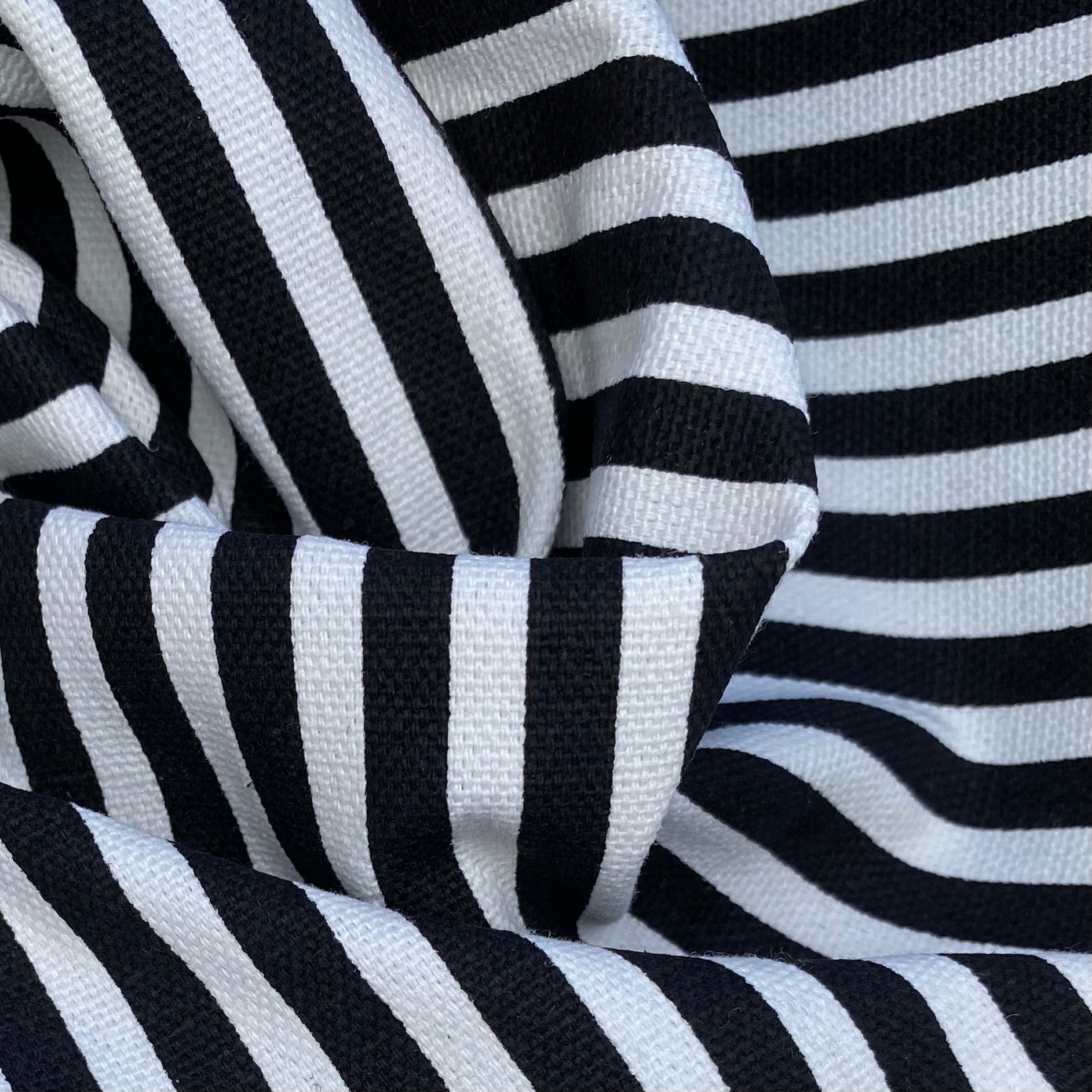 Printed Cotton Canvas Striped - Black/White