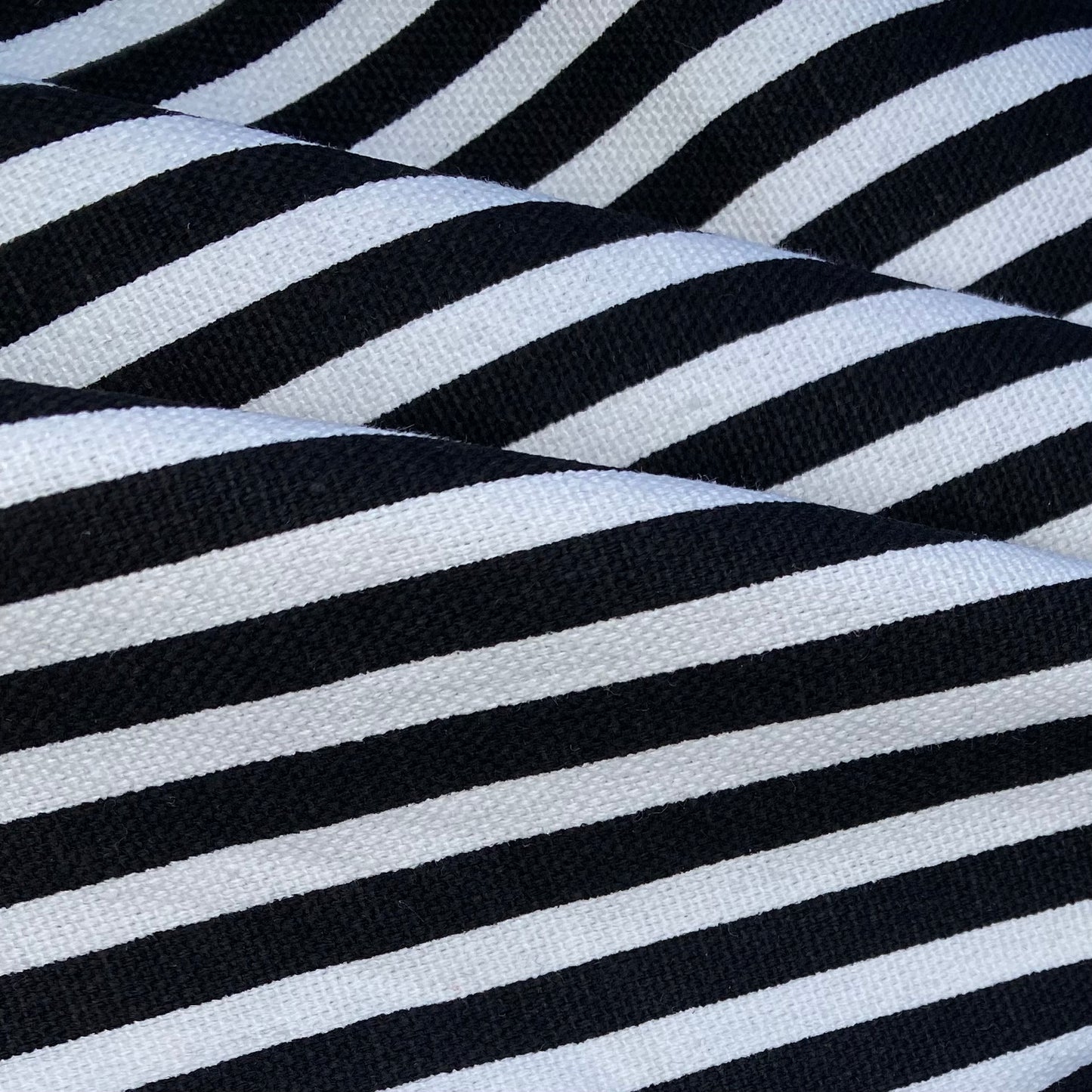 Printed Cotton Canvas Striped - Black/White