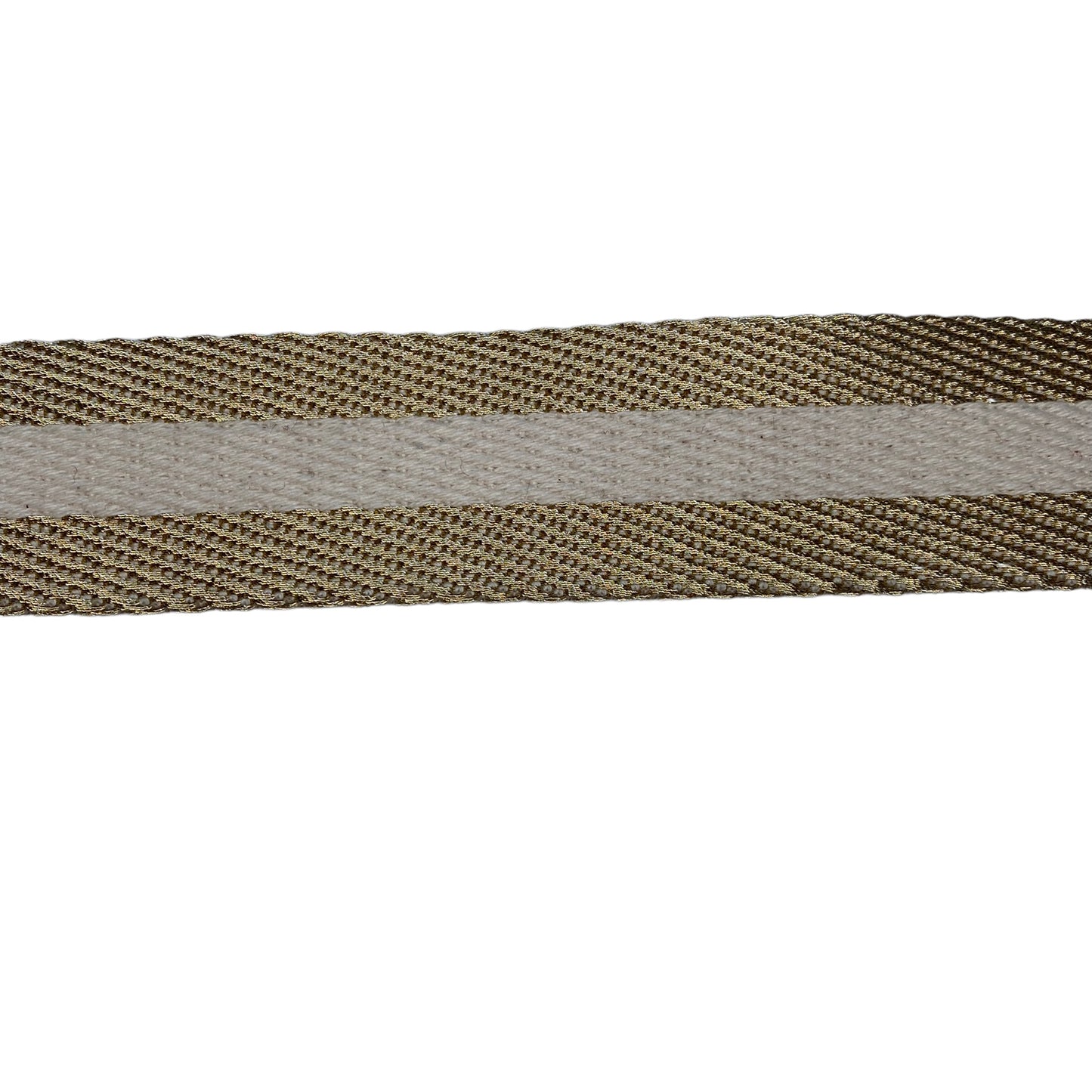 Italian Metallic Decorative Webbing - 40mm - Gold/Ivory