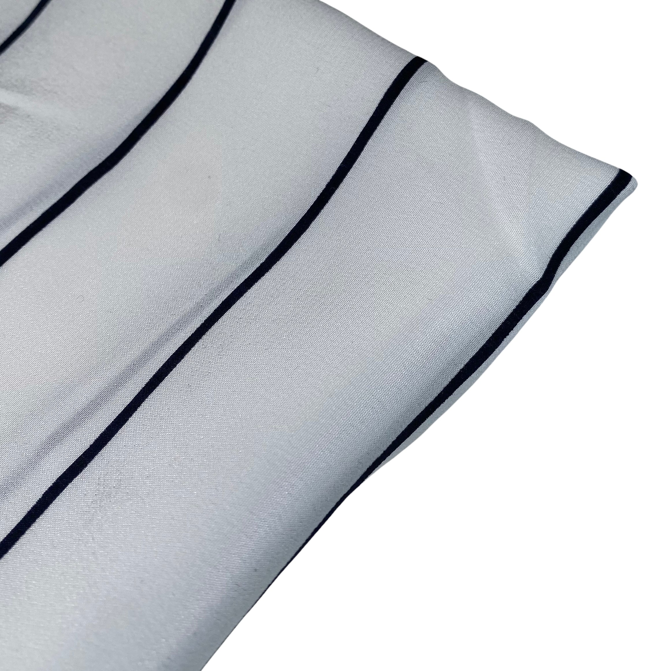 Striped Silk Georgette - White/Navy
