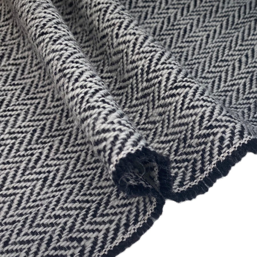 Herringbone Wool Coating - Black/White