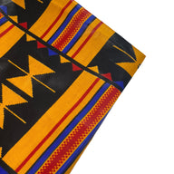Waxed African Printed Cotton - Orange/Black/Red/Blue