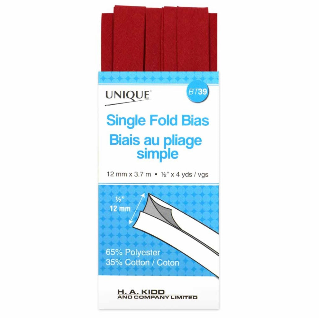 Single Fold Bias Tape - 12mm x 3.7m