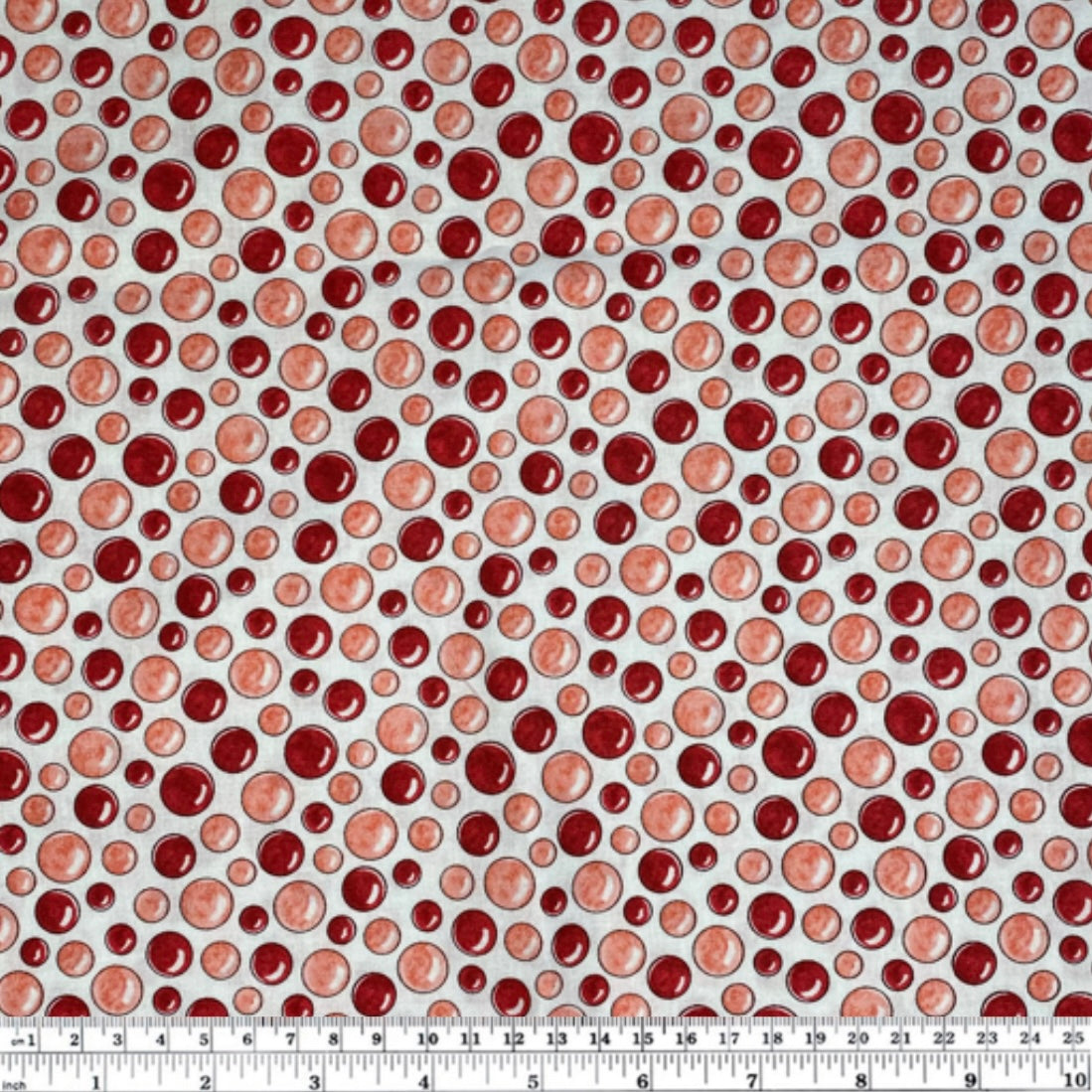 Quilting Cotton - Bubbles - 44” - White/Red/Pink
