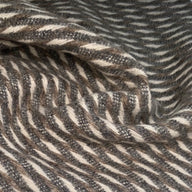 Patterned Wool Coating Diagonal Stripes - Grey/Cream/Brown
