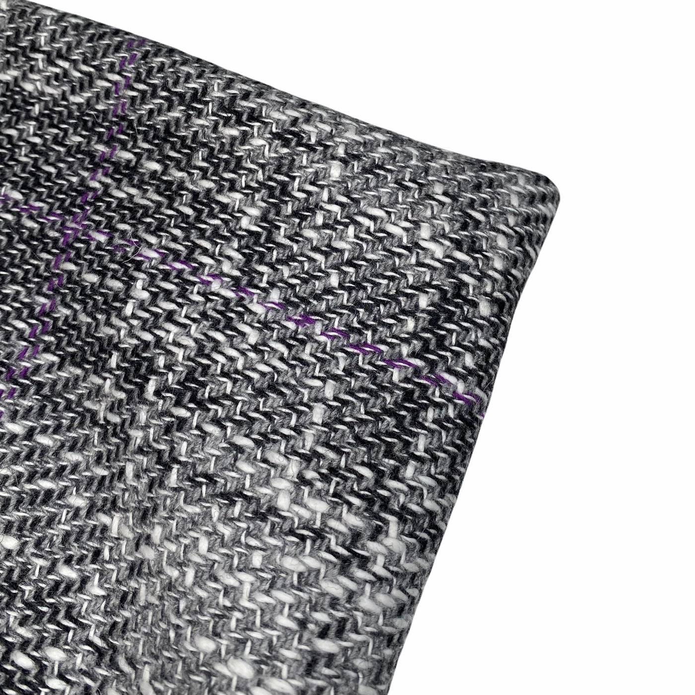 Woven Wool Coating - Plaid - Grey/White/Black/Purple