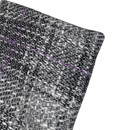 Woven Wool Coating - Plaid - Grey/White/Black/Purple