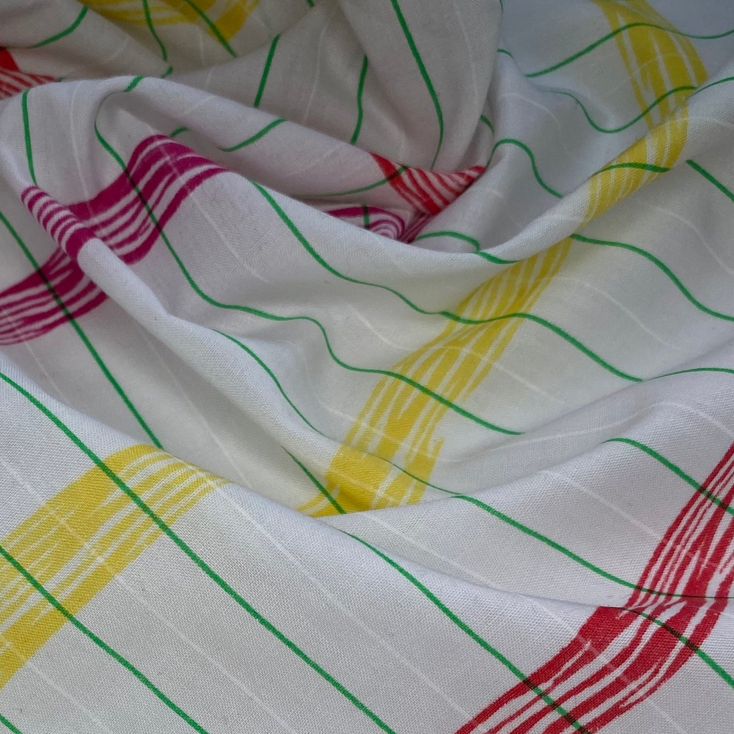 Striped Cotton/Polyester - 44” - White/Green/Red/Purple/Yellow