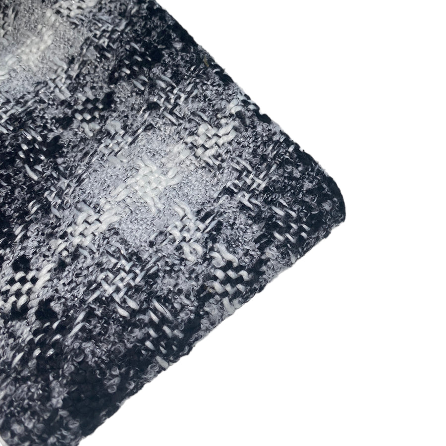 Soft Faux Wool Tweed Boucle Coating - Black/Grey/White/Silver
