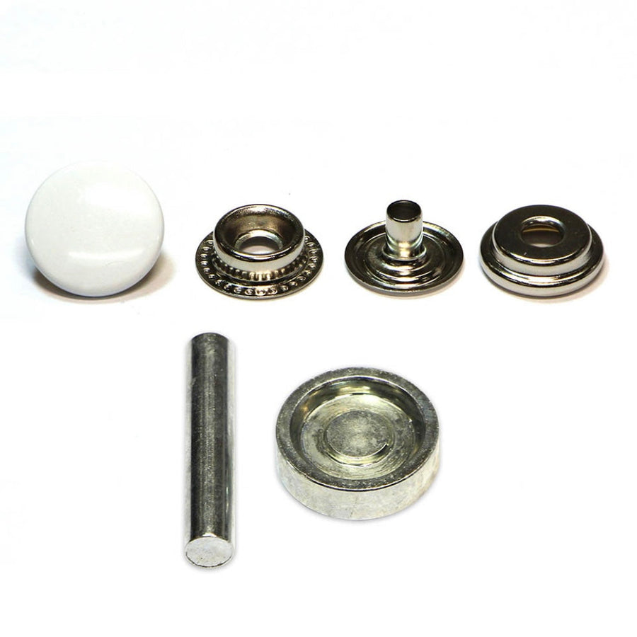 Heavy Duty Snaps with Tool - 15mm (5/8″) - 8 sets - White