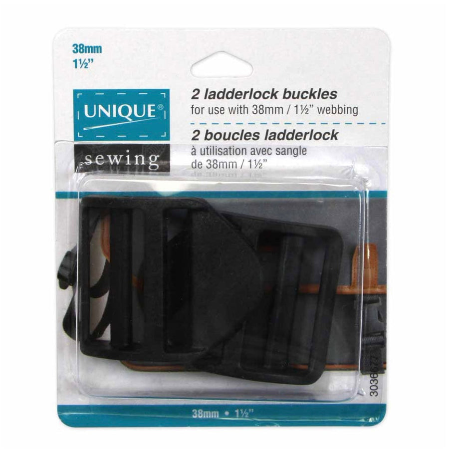 Plastic Ladderlock Buckle - 38mm (1 1/2″) - Black - 2 pcs
