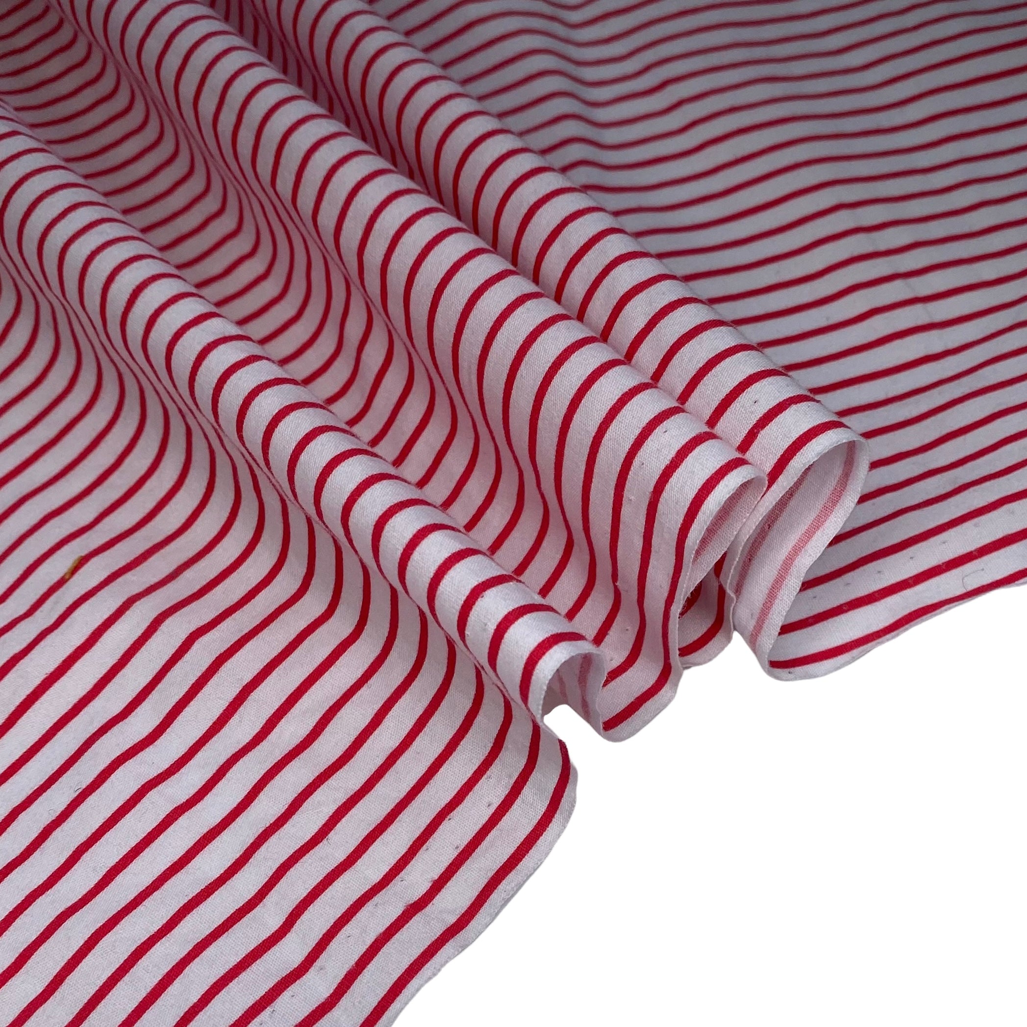 Striped Printed Cotton - White/Red