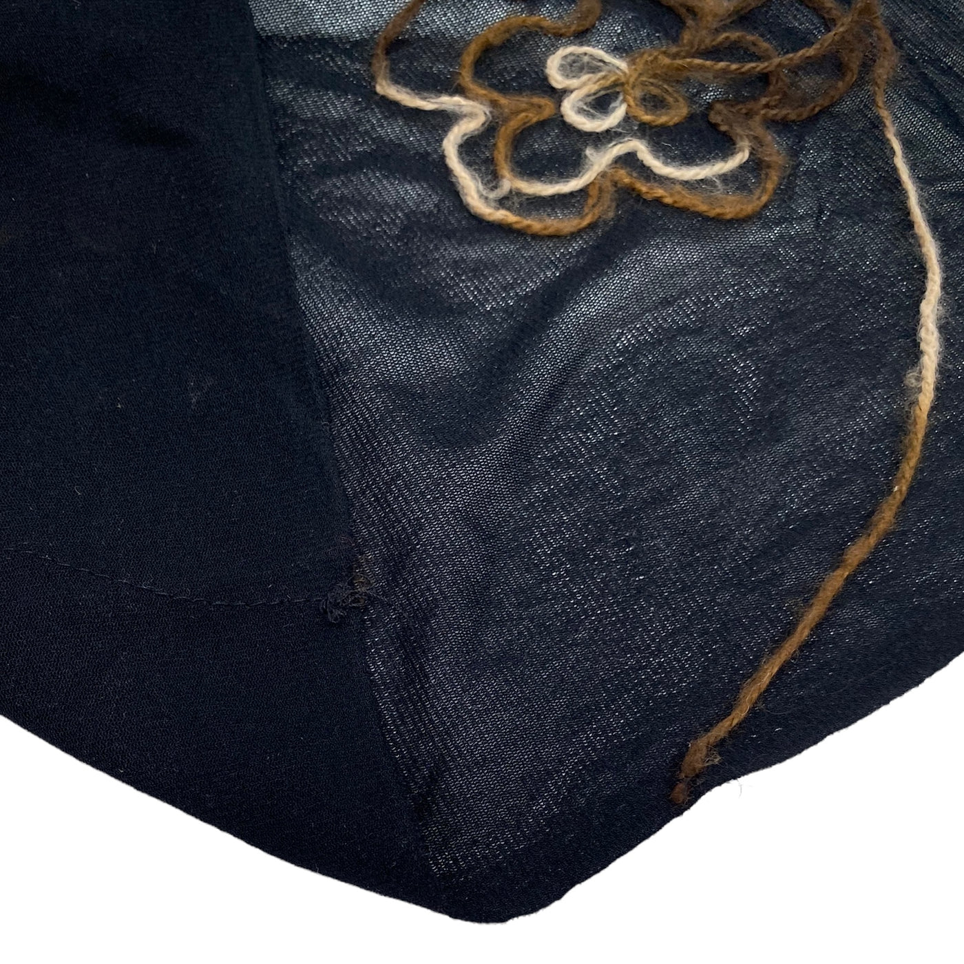 Embroidered Floral Stretch Mesh - Black/Brown