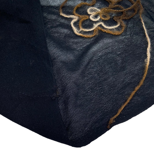 Embroidered Floral Stretch Mesh - Black/Brown