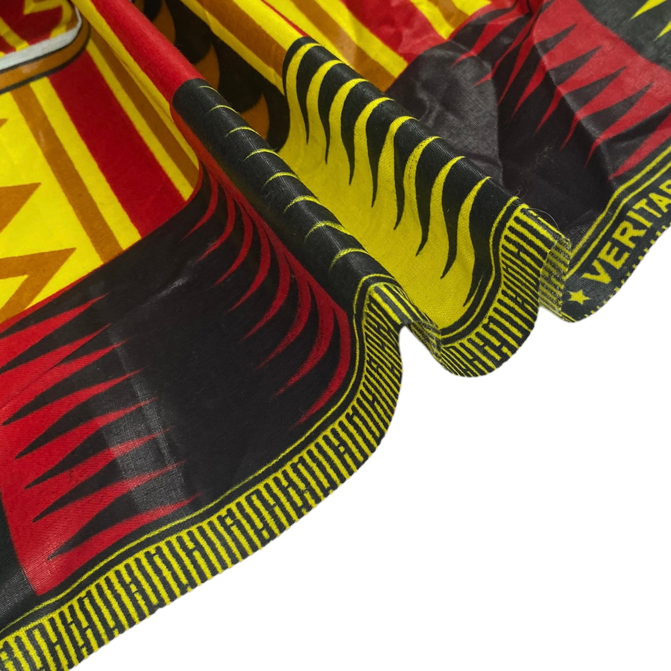 Waxed African Printed Cotton with Bordered Edge - Yellow/Red/Black
