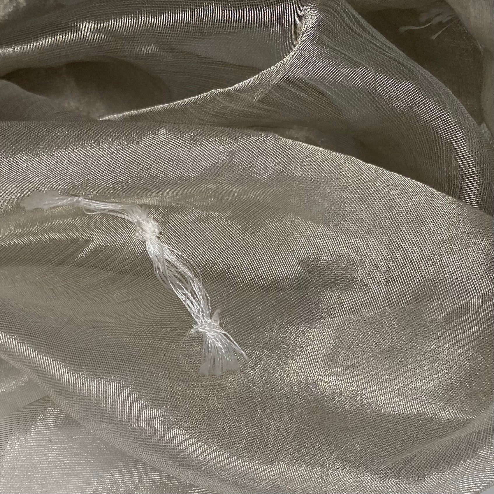 Embroidered Silk Organza - Silver/White